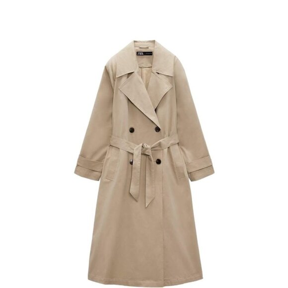 ZARA BASIC TRENCH COAT WITH BELT BEIGE SIZE S | 8372/03 - Picture 1 of 4